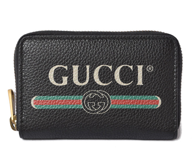 Image of Gucci Coin/Card Case Vintage Logo Black 496319 in Pristine Condition