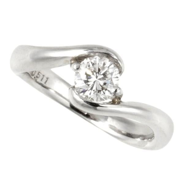 image of Single Diamond (0.511ct) Ring in Platinum Pt900, Silver, Women's Size 8.5 [Pre-Owned] in Excellent 