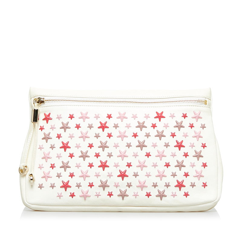 image of Jimmy Choo Leather Zena Star Studs Clutch Bag