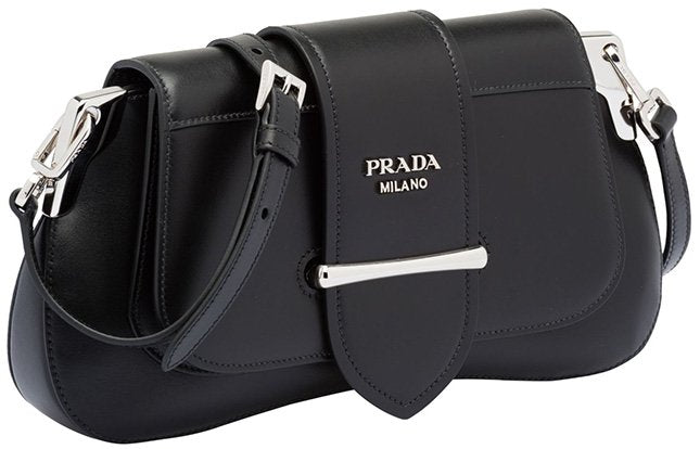 PRADA City Sidonie Small Leather Crossbody Bag Black/White - Last Call