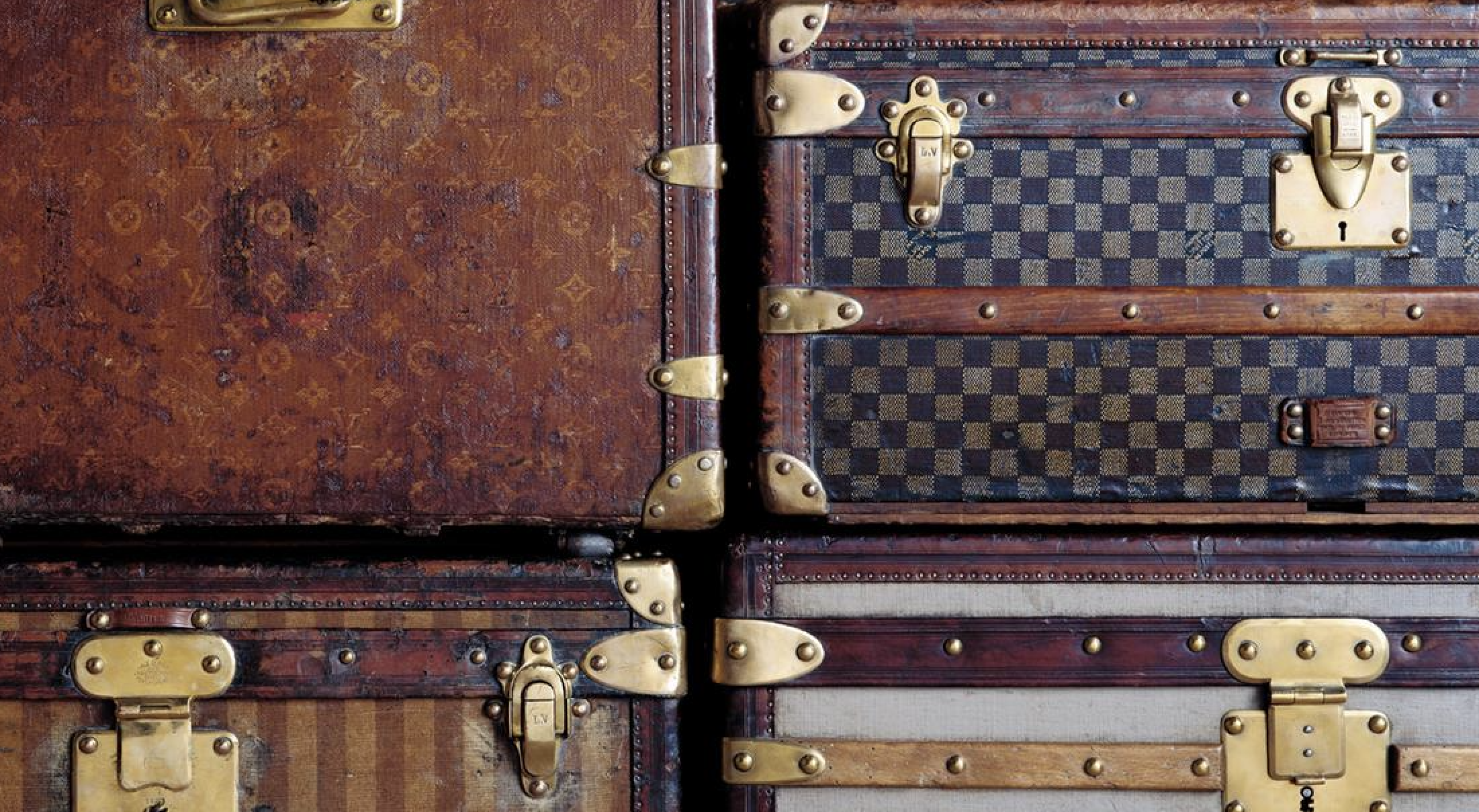 1900's Louis Vuitton Wardrobe Trunk Converted into a Cocktail Bar