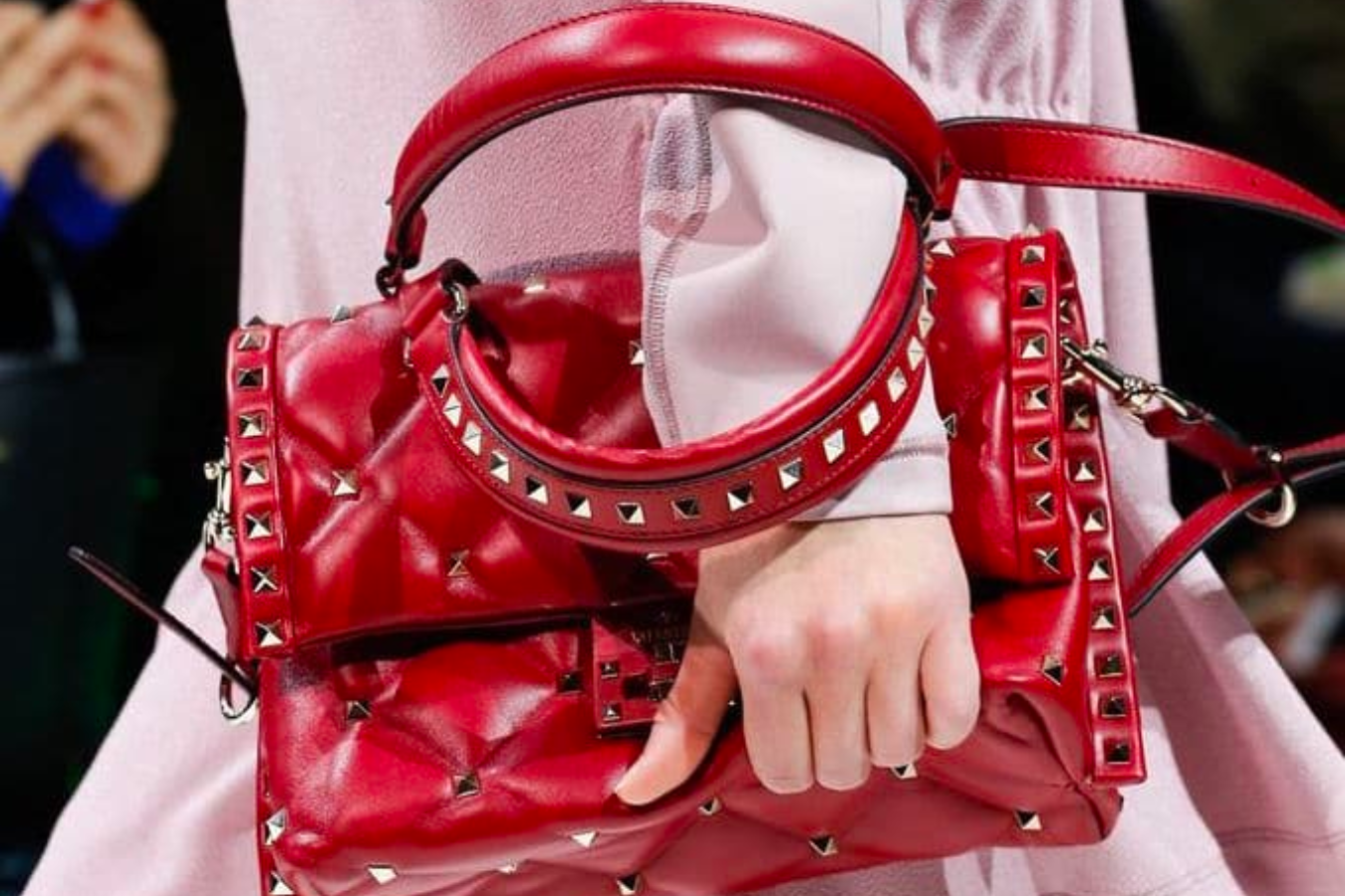 Valentino Candystud Red Quilted Leather