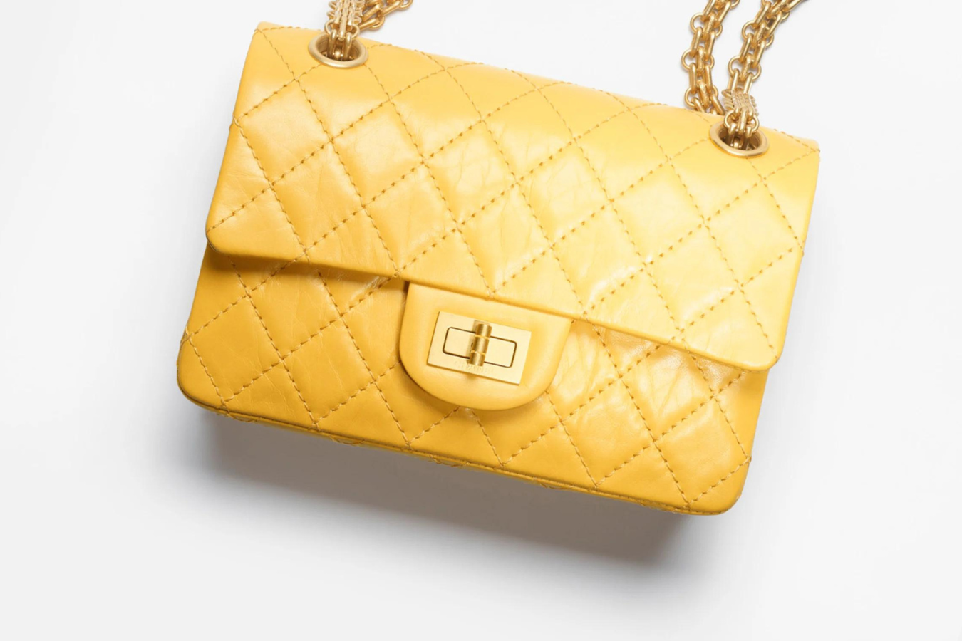 Chanel Gold Quilted Printed Leather Limited Edition Reissue 2.55 Classic  Flap Bag