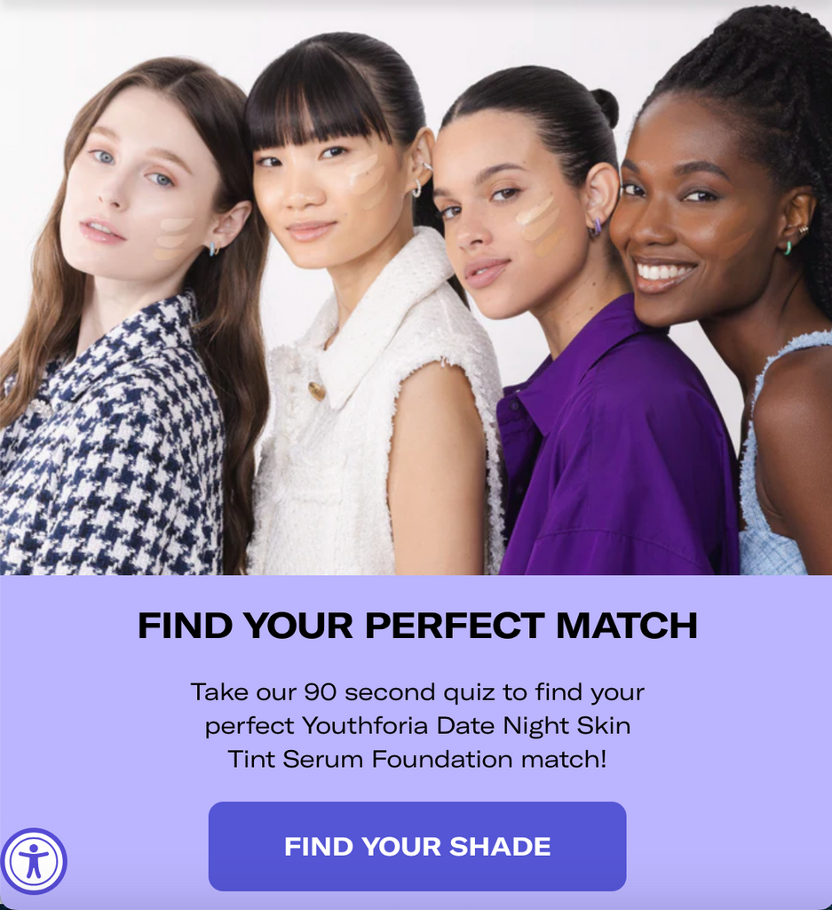 Youthforia Date Night Skin Tint Serum Foundation Find Your Perfect Match Shade FinderQuiz