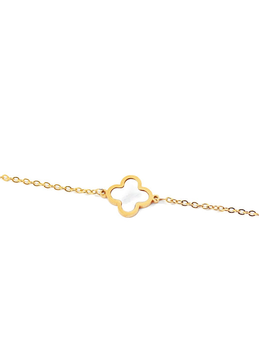 Bracelet trèfle & petites perles - doré/noir – LauVéA Boutique