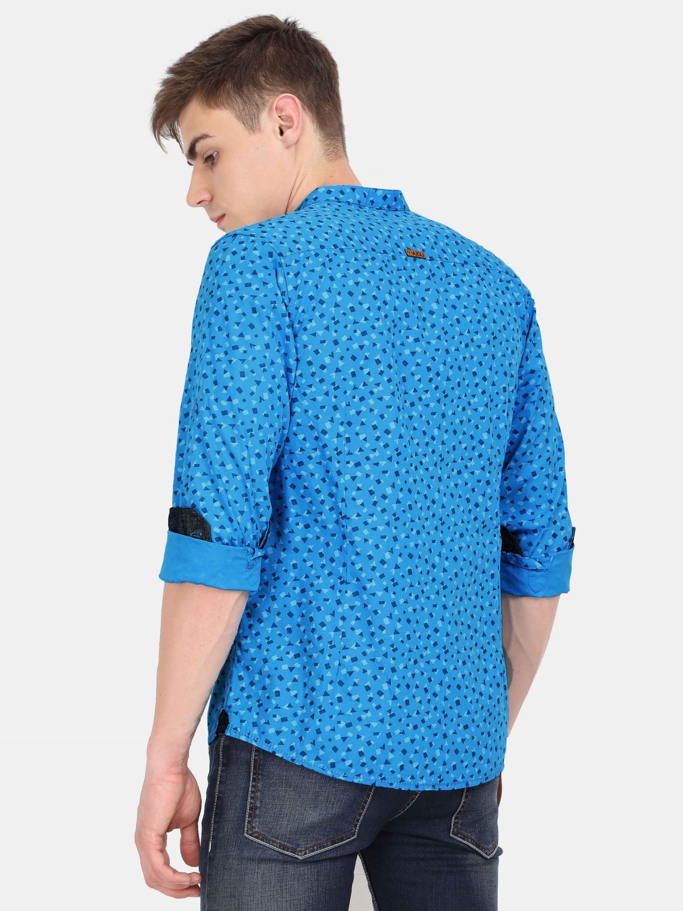 Buy Blue Abstract Print Shirt | Aqua Blue Shirt With Print – VUDU