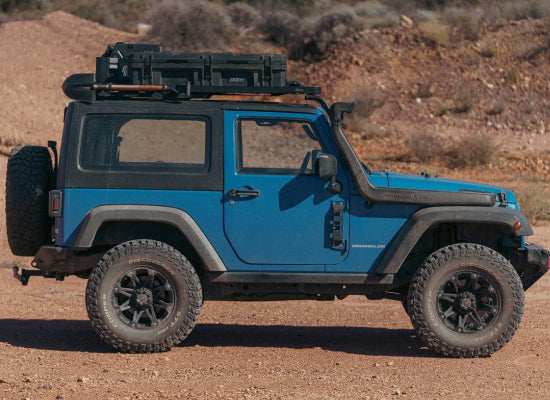 Blue Custom Jeep Wrangler with storage box