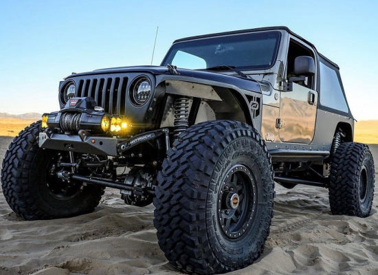 Black Jeep Wrangler with a winch