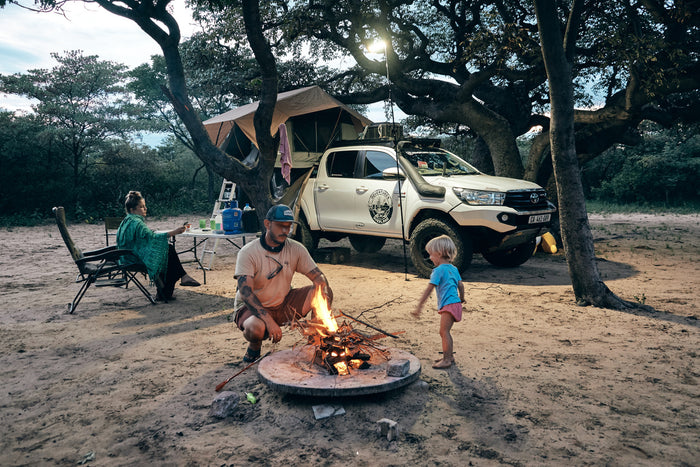 Toyota Hilux on a campsite