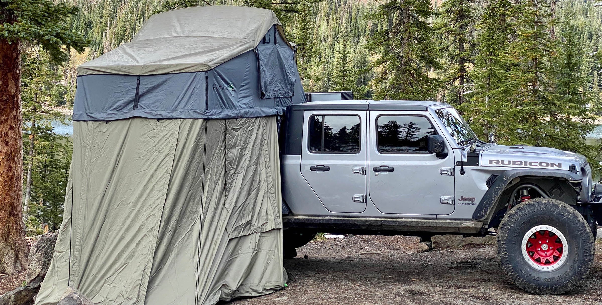 Nomadic 2 extended roof top tent on a Jeep Rubicon