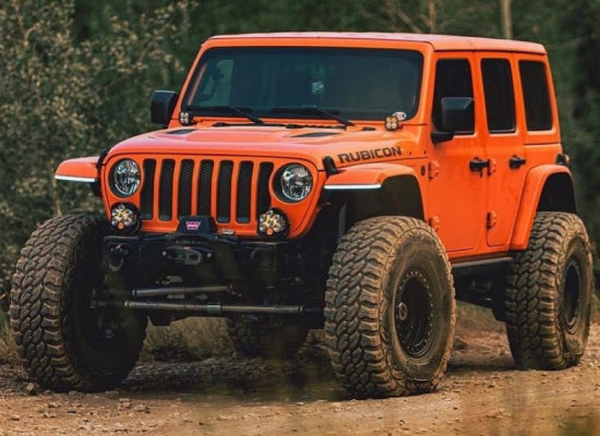 Orange Lifted Jeep Wrangler