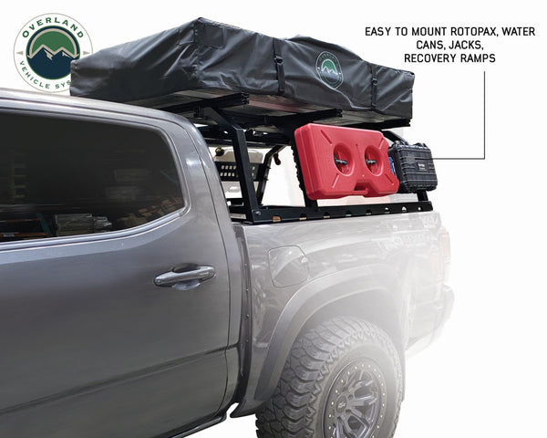 overland vehicle systems discovery bed rack mounted on a ford truck