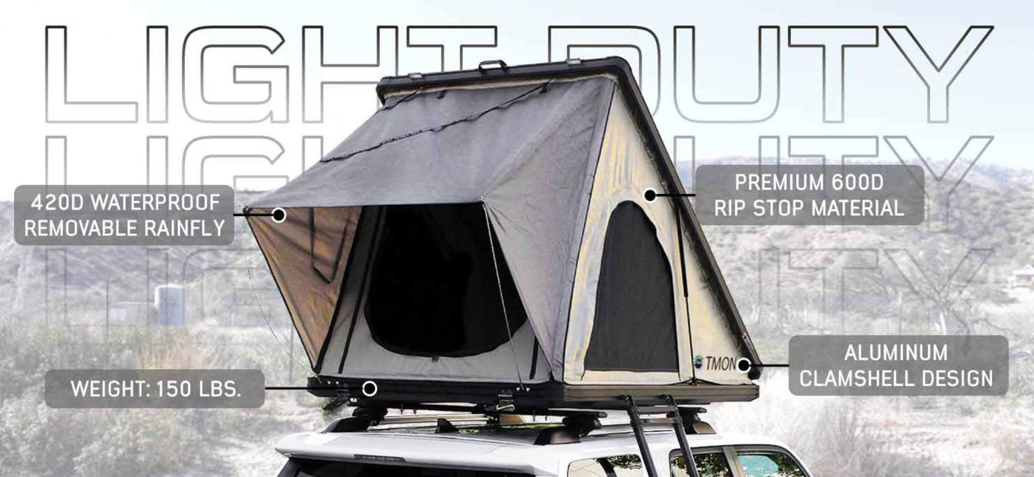 Overland Vehicle Systems TMON LD Series Hard Shell Roof Top Tent premium materials