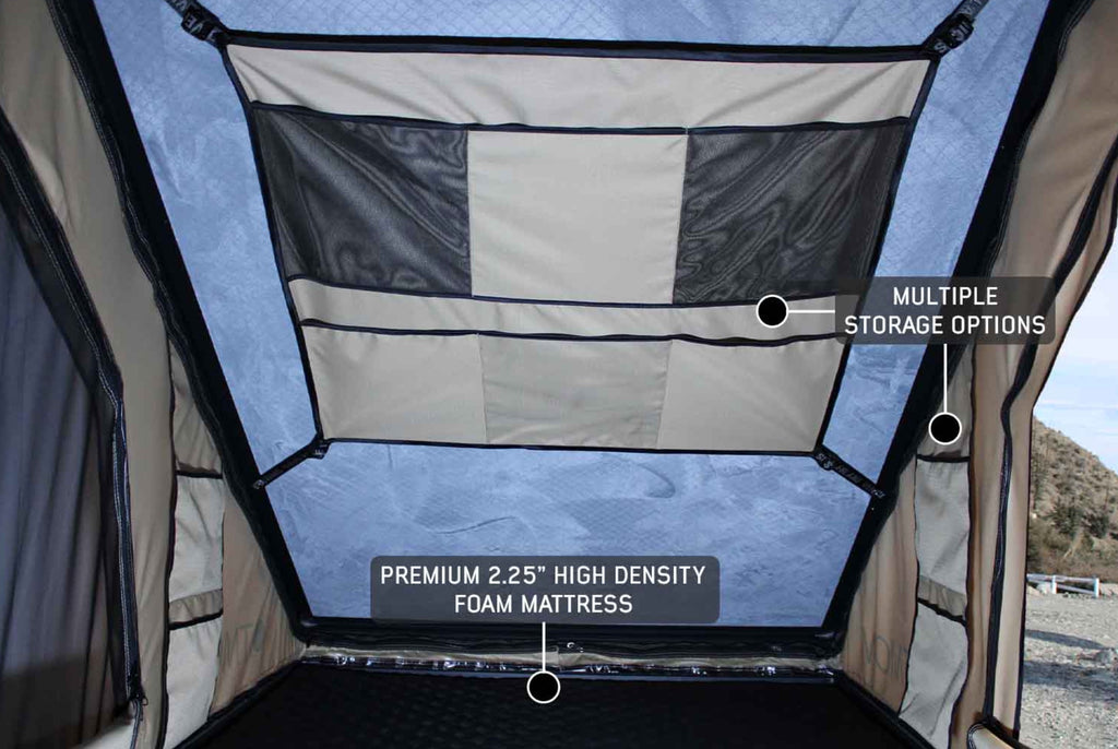 Overland Vehicle Systems TMON LD Series Hard Shell Roof Top Tent luxuries at home