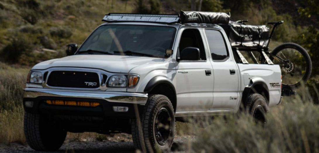 Prinsu Tacoma Double Cab Roof Rack on a white Tacoma