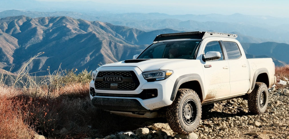 Sherpa Grand Teton Roof Rack on white Tacoma Double Cab