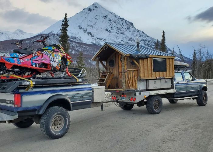 Truck with a wooden house