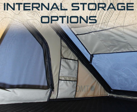 Overland Vehicle Systems TMON LD Series Hard Shell Roof Top Tent internal storage options