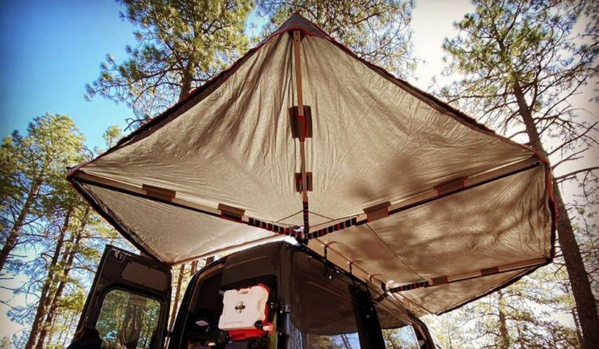 Overland Pros Wraptor 6K Awning on a sprinter van