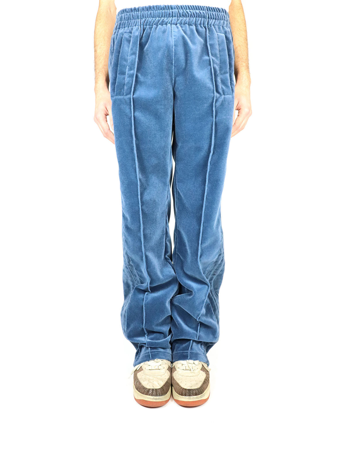 STRIPED VELVET PANTS BLUE/WHITE – Paradoxe Paris