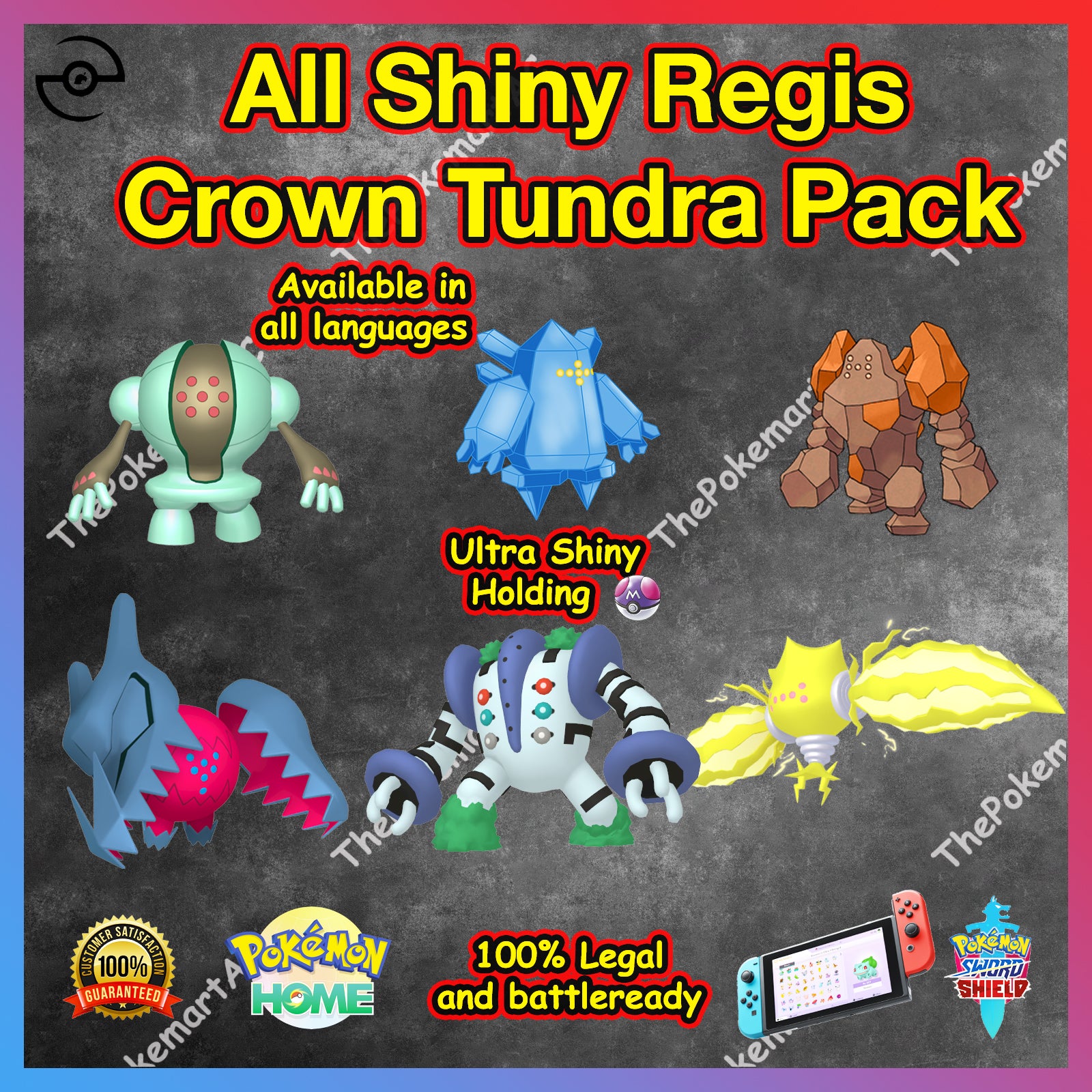 All Legendary Shiny Regi Pack Crown Tundra Pokemon Sword And Shield