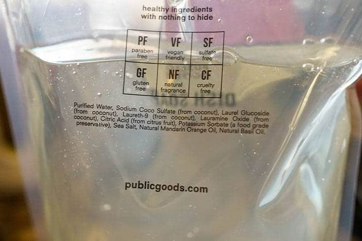 Public Goods Detergent Ingredients