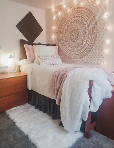 dorm room with lights