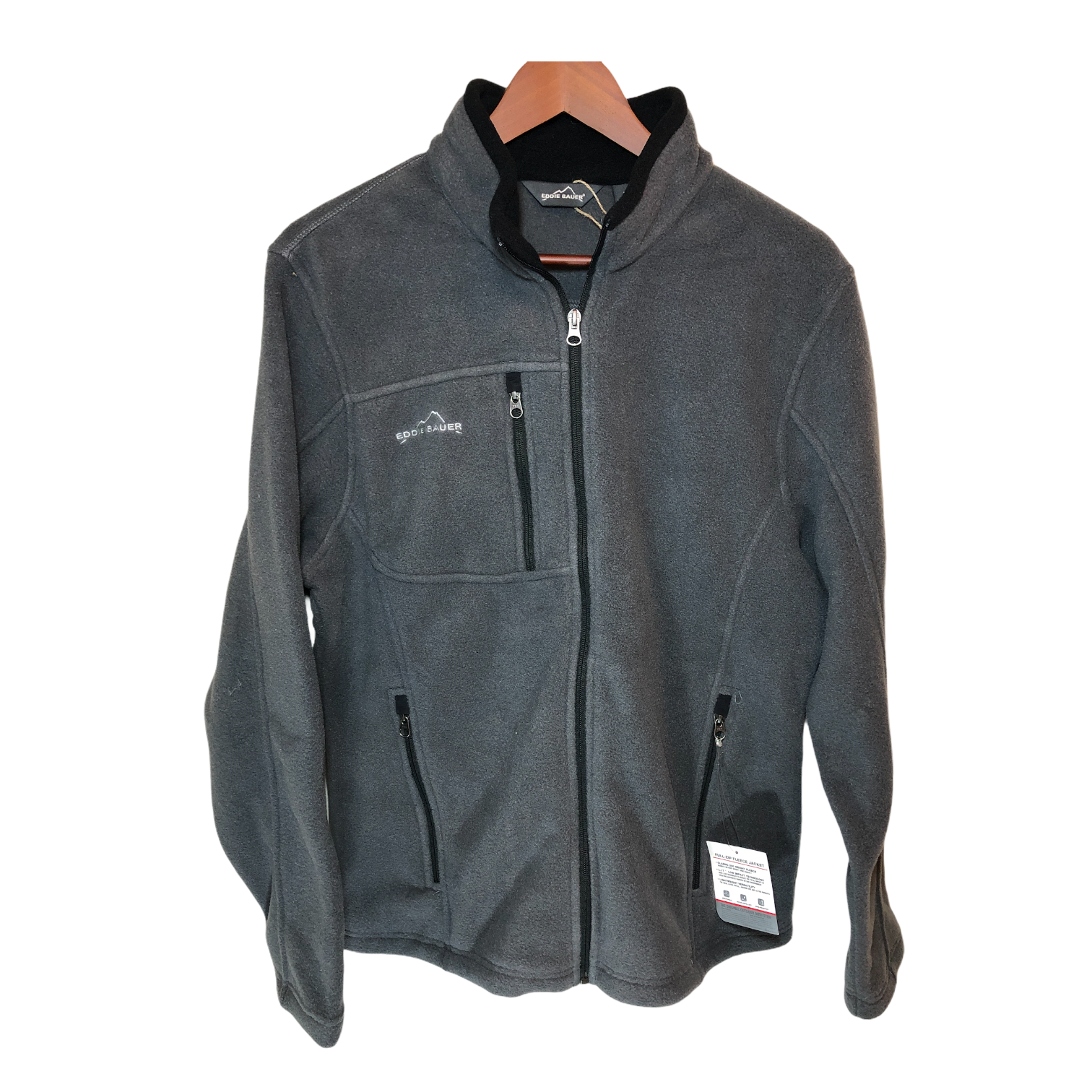 Eddie Bauer Mens-Jacket-Fleece Gray Medium