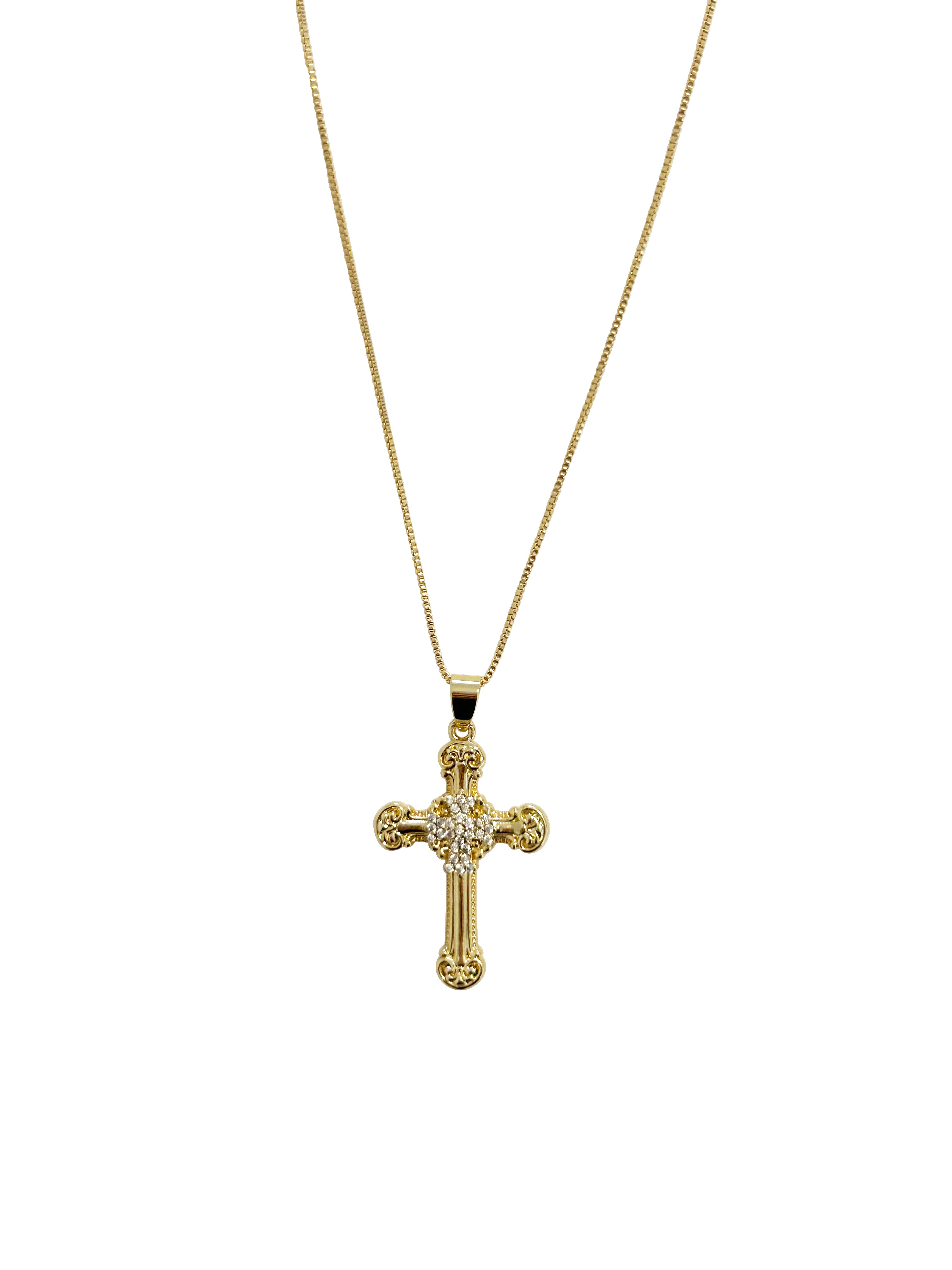 GOLD VINTAGE CROSS NECKLACE - Layers of Jewelry product image