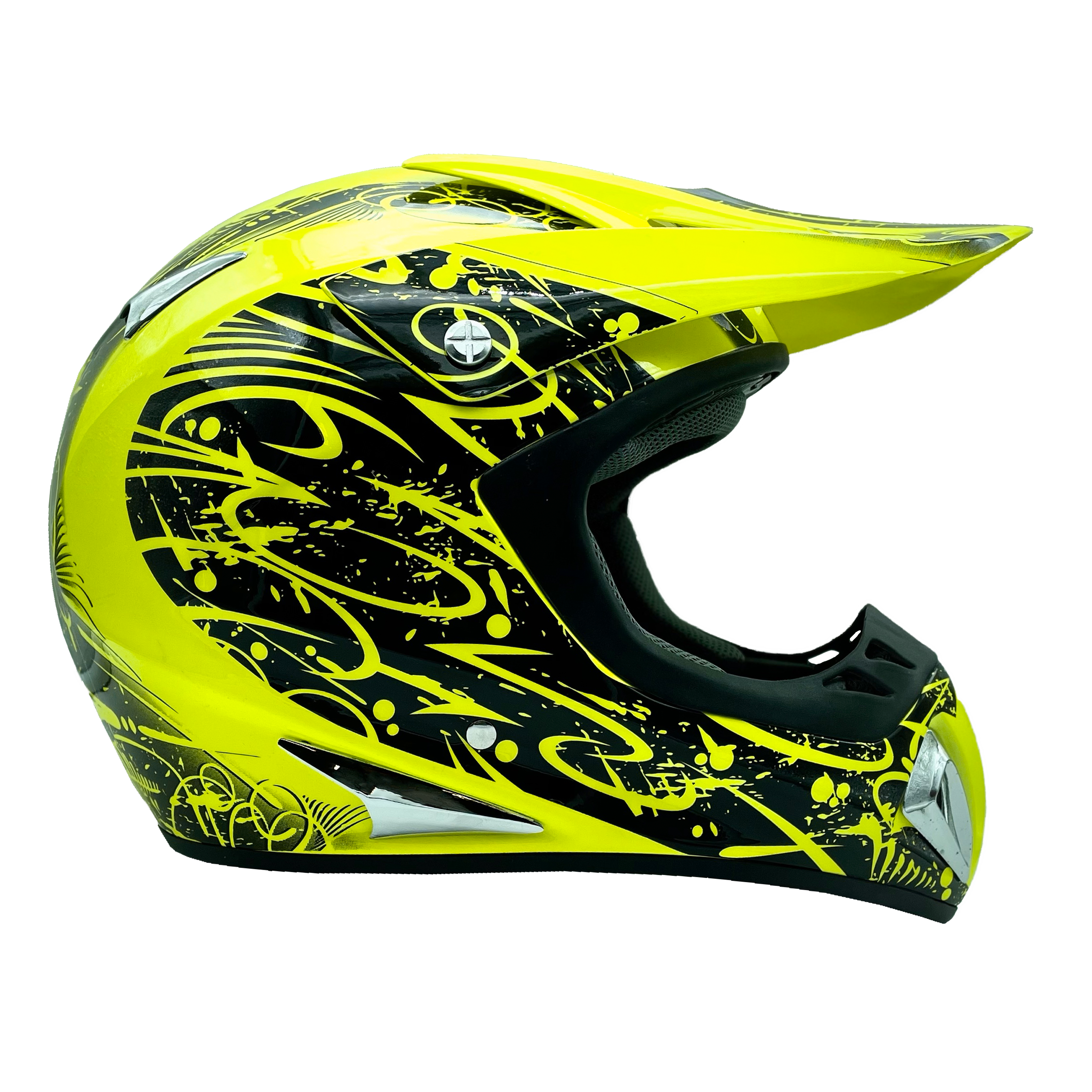 black and yellow motocross helmet