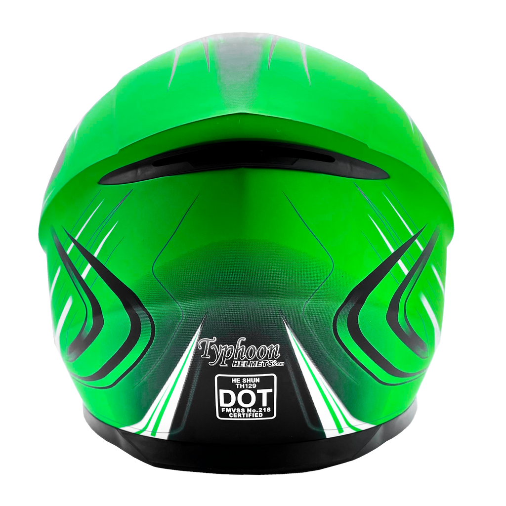 Adult Green Full Face Helmet with Retractable Sun Visor Typhoon