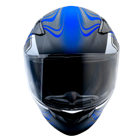 matt blue motorcycle helmet