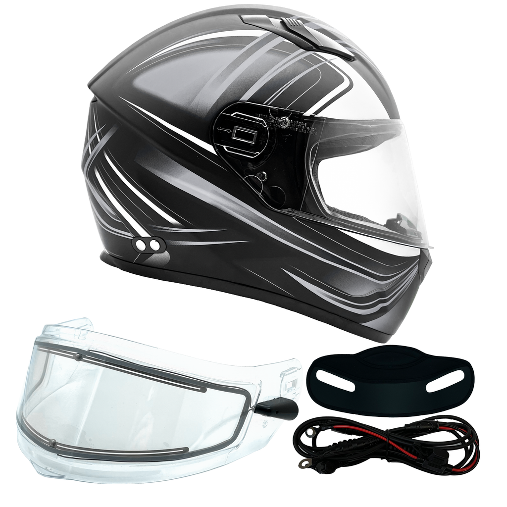 snowmobile helmet with heated shield and bluetooth