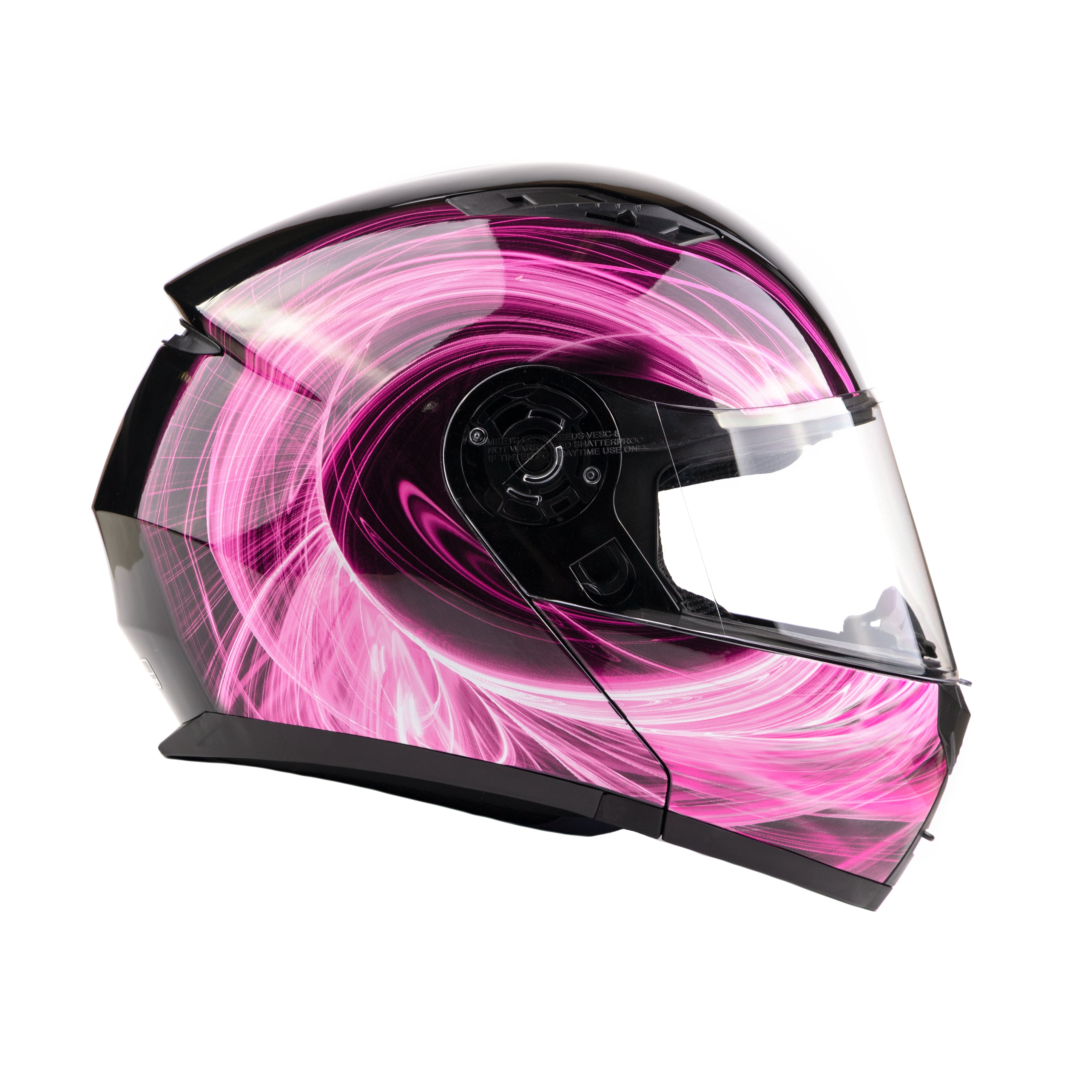 pink modular snowmobile helmet