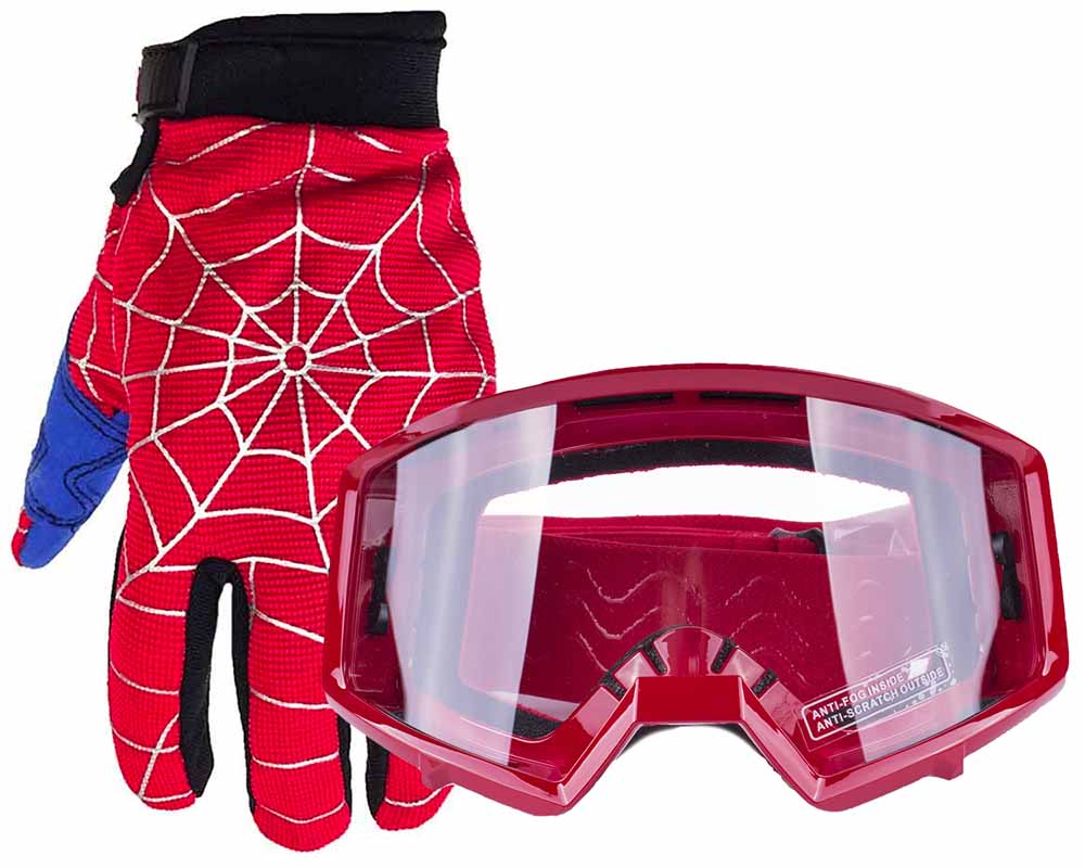 Youth Motocross Web Gloves and Red Goggles – Typhoon Helmets