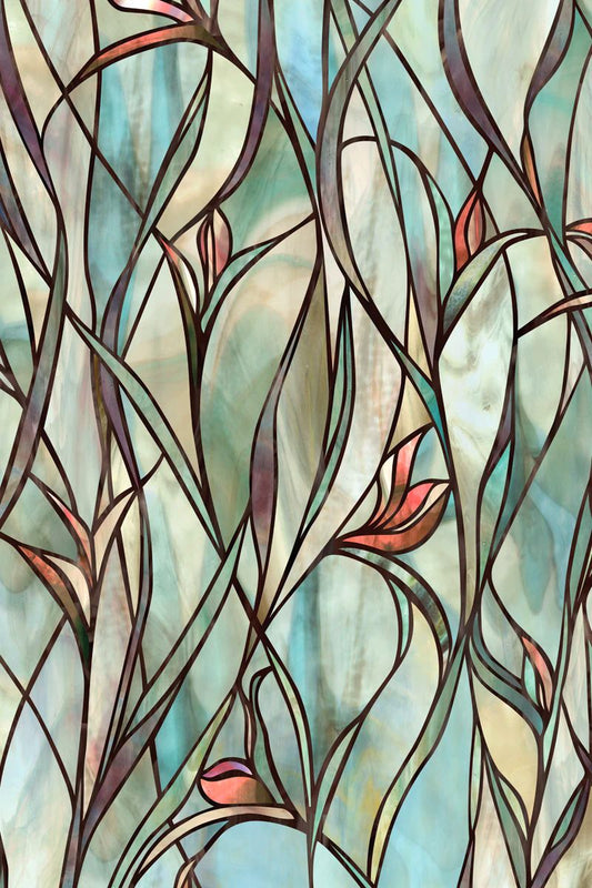 Artscape Magnolia Stained Glass 24 x 36 Static Cling Decorative