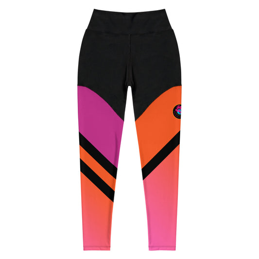 Women's Compression Leggings in Color Pop Fire & Black 💧🔆 – SABI GAÏA®