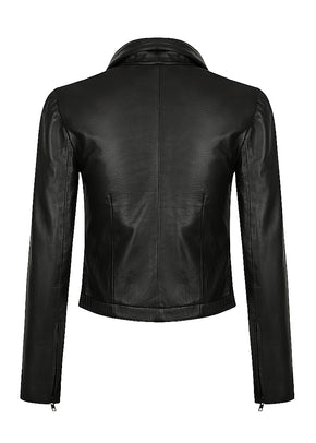WHITE SUEDE 80's Leather Jacket - Black