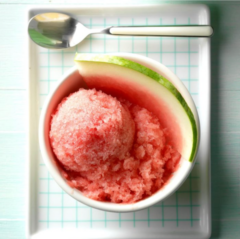 watermelon ice freeze sitting on checkered tablecloth