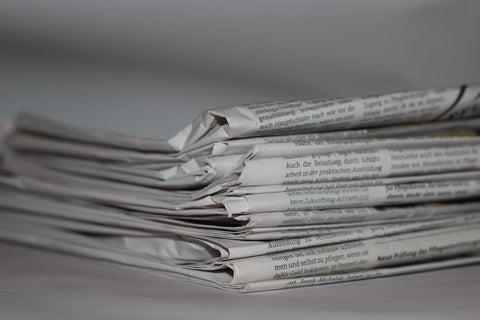 Newspaper used in place for wrapping paper. 