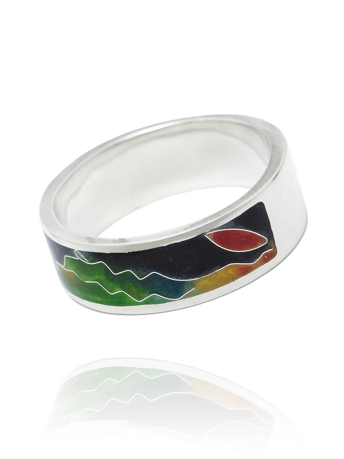 Green forest band ring