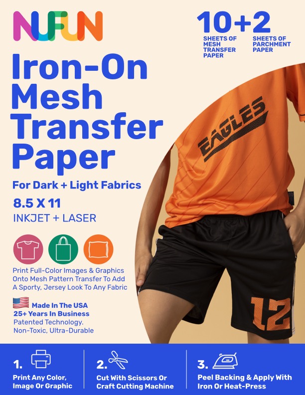 Transfer Master Iron-on Transfer Paper for Dark Fabric, Inkjet & Laser Printable  Heat Transfer Vinyl Sheets Dark T-shirts, 8.5x 11 10 Sheets 