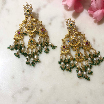 Twin Heart Gold Earrings - ₹11,700 Pearlkraft Floral Design Collection
