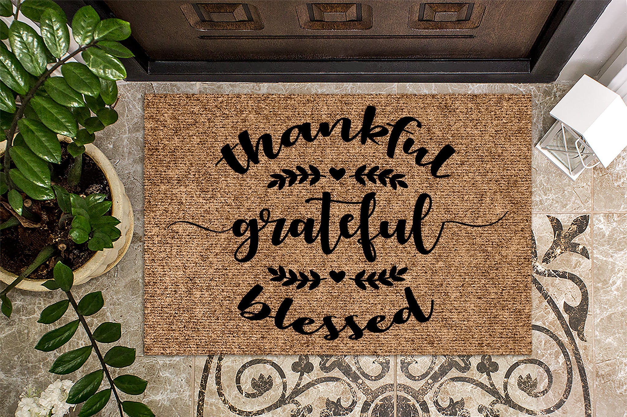 Thankful Grateful Blessed Fall Door Mat | Doormat.com