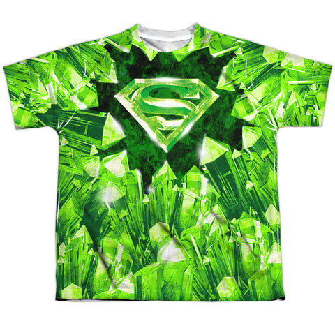 Superman Kryptonite All Over Burst Short White Sleeve and Regular Superman Adult Stuff | Green Fit Shirt