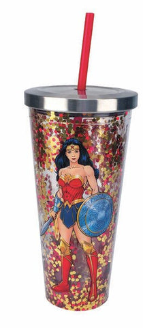 Wholesale Insulated Superman/Wonderwoman Straw Cup- 9oz RED BLUE