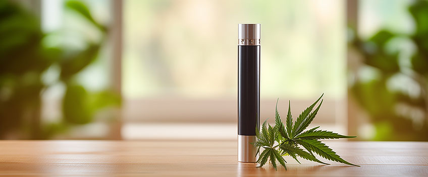 cbd vape pen with green leaf