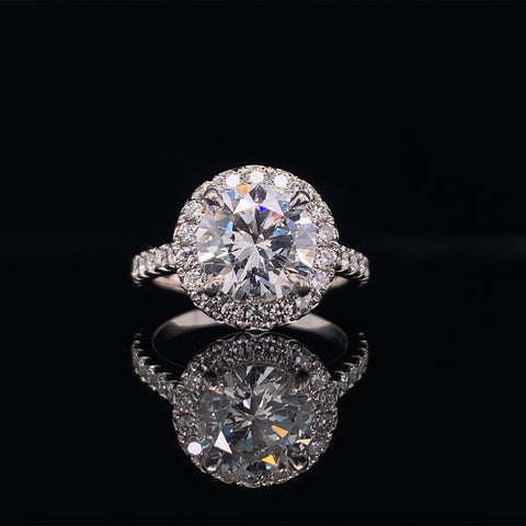 Just Gold Jewellery - Halo Round Brilliant Cut Diamond Engagement Ring