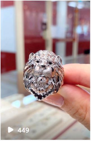 Just Gold Jewellery Custom Made Jewellery Lion Head Mens Ring