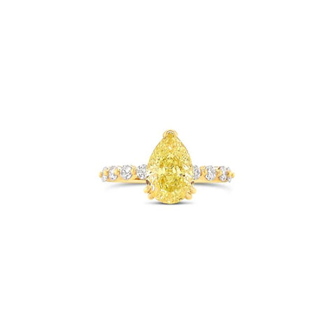 Just Gold Jewellery - Fancy Yellow Pear Diamond Engagement Ring